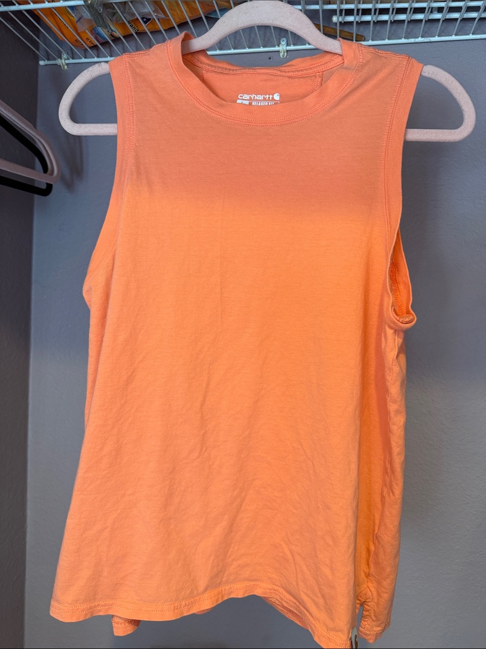 Carhartt Womens Peach-Orange Sleeveless Tank Top